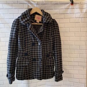 Pink Envelope Plaid Car Length Coat Size S